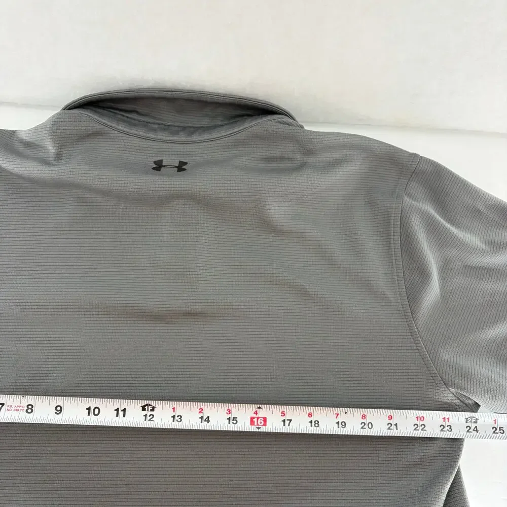 Under Armour Men's XL HeatGear Tech Textured Stripe Polo Shirt Gray - Picture 3 of 15
